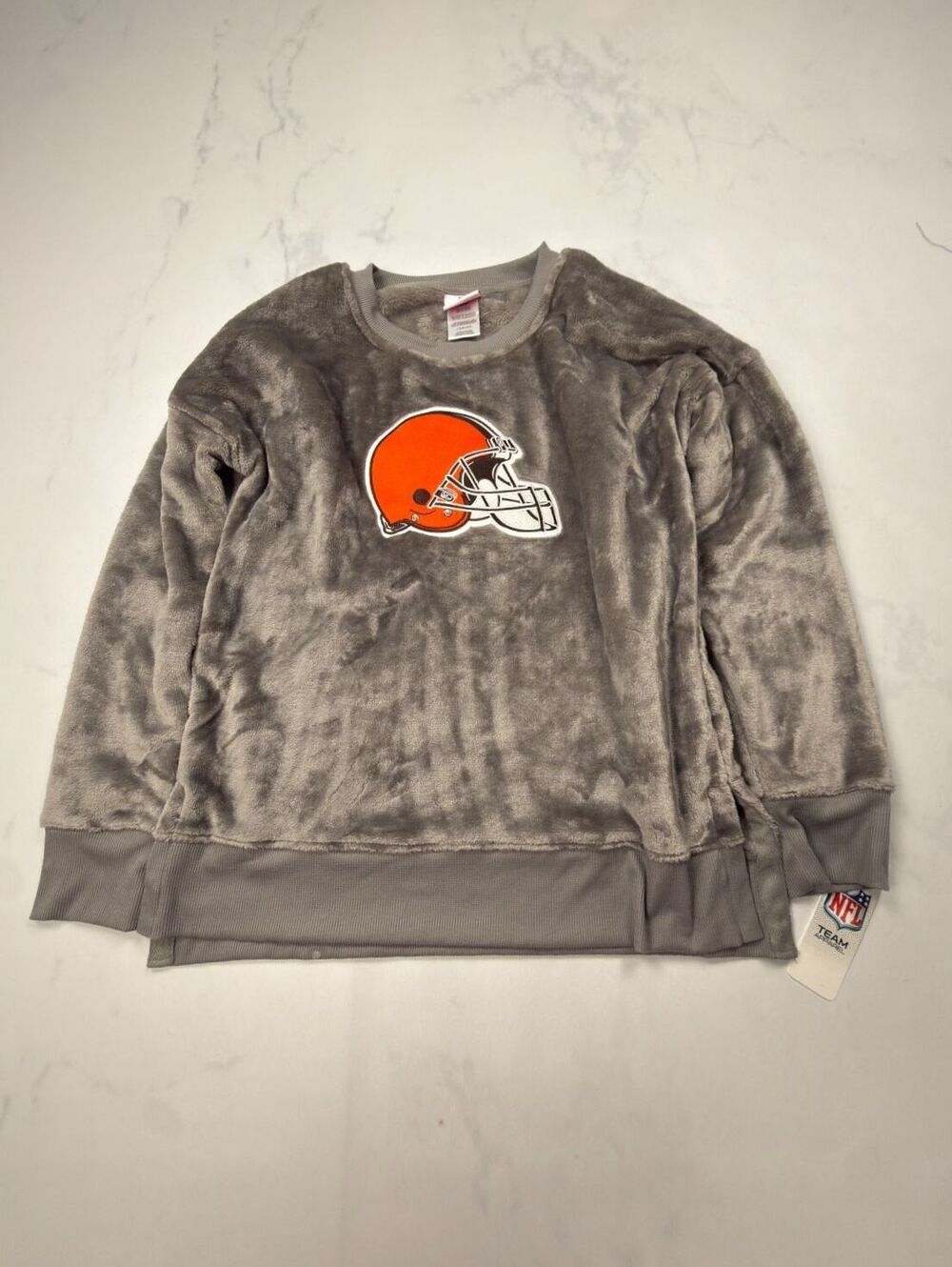 NFL Teens Sweatshirt Gray Plush Football Logo - Girls L NWT